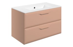 Baldock 815mm Wall Hung 2 Drawer Basin Unit w/1TH Basin - Matt Apricot