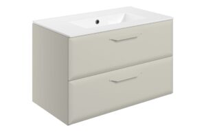 Baldock 815mm Wall Hung 2 Drawer Basin Unit w/1TH Basin - Matt Latte