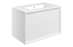 Harpenden 810mm Wall Hung 2 Drawer Basin Unit & 1TH Thin Edge Basin - Matt White