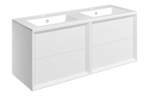 Harpenden 1210mm Wall Hung 4 Drawer Basin Unit & 2TH Thin Edge Basin - Matt White