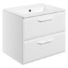 Baldock 615mm Wall Hung 2 Drawer Basin Unit w/0TH Basin - Matt White