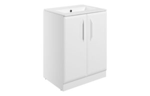 Baldock 615mm Floor Standing 2 Door Basin Unit w/0TH Basin - Matt White