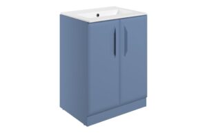 Baldock 615mm Floor Standing 2 Door Basin Unit w/0TH Basin - Matt Misty Blue