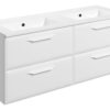Baldock 1210mm Wall Hung 4 Drawer Basin Unit w/2TH Basin - Matt White