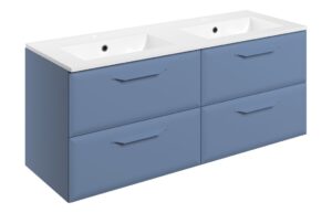 Baldock 1210mm Wall Hung 4 Drawer Basin Unit w/2TH Basin - Matt Misty Blue