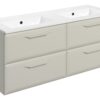 Baldock 1210mm Wall Hung 4 Drawer Basin Unit w/2TH Basin - Matt Latte
