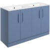 Baldock 1210mm Floor Standing 4 Door Basin Unit w/0TH Basin - Matt Misty Blue