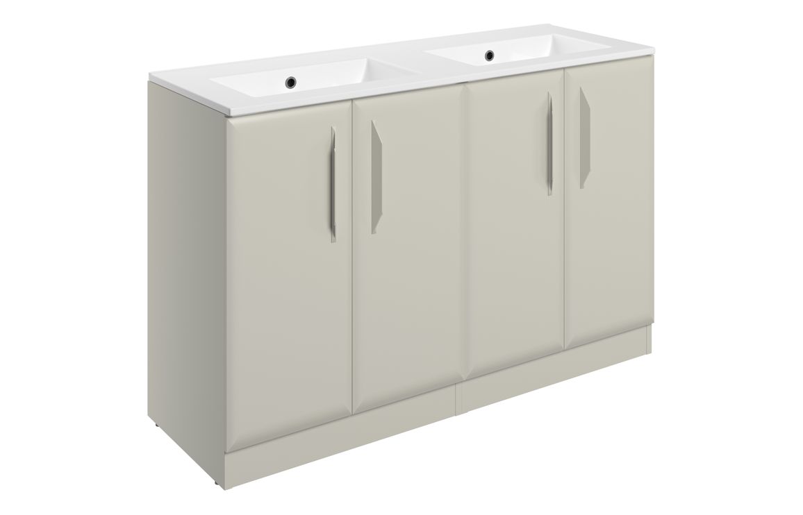 Baldock 1210mm Floor Standing 4 Door Basin Unit w/0TH Basin - Matt Latte