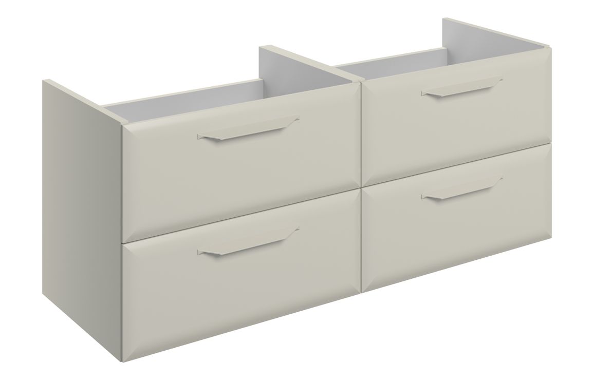 Baldock 1200mm Wall Hung 4 Drawer Basin Unit (No Top) - Matt Latte