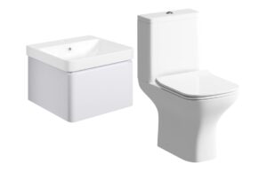 Meredith 500mm Basin Unit & Rimless Close Coupled WC Pack - Matt White