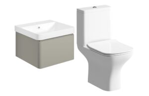 Meredith 500mm Basin Unit & Rimless Close Coupled WC Pack - Matt Latte