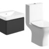 Meredith 500mm Basin Unit & Rimless Close Coupled WC Pack - Matt Black