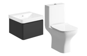 Meredith 500mm Basin Unit & Rimless Close Coupled WC Pack - Matt Black