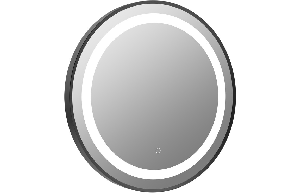 Offley 600mm Round Front-Lit LED Mirror - Matt Black