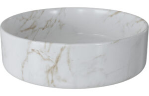Lismore 355mm Ceramic Round Washbowl & Waste - Marble Effect
