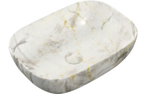 Orchard 460x330mm Ceramic Washbowl - White Marble Effect