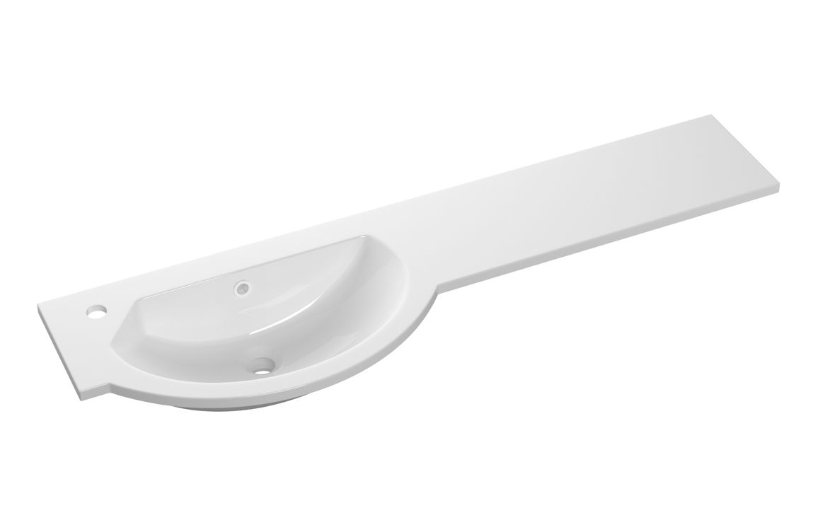 1244mm Slim Round One-Piece Basin & Overflow Ring - Left Hand