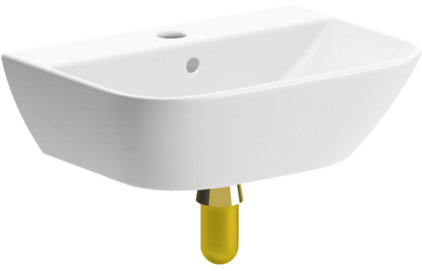 Canterbury 450x320mm 1TH Cloakroom Basin & Brushed Brass Bottle Trap