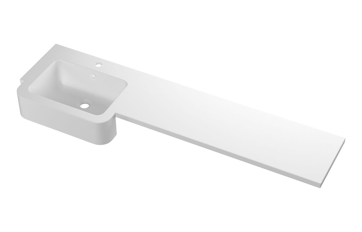 1542mm Standard Square One-Piece Basin & Overflow Ring - Left Hand