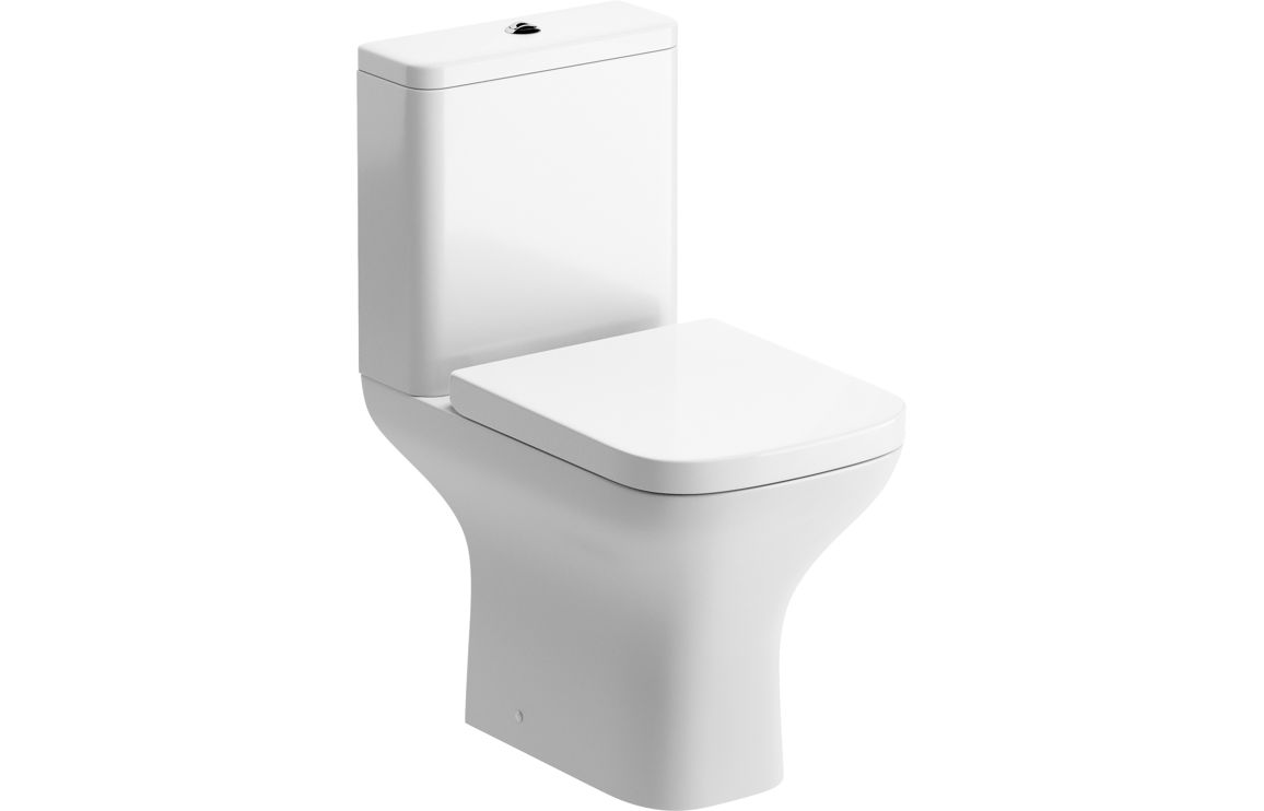 Canterbury Rimless Comfort Height Close Coupled Open Back WC & Wrapover Soft Close Seat