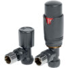 Round Thermostatic Anthracite Radiator Valves - Angled