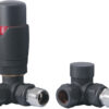 Round Thermostatic Anthracite Radiator Valves - Corner