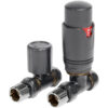 Round Thermostatic Anthracite Radiator Valves - Straight