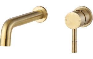 Fulton 155mm Wall Mounted Basin Mixer - Brushed Brass