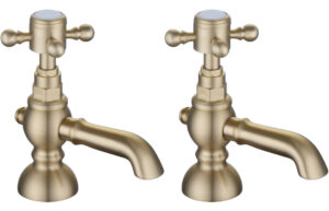Tates Basin Pillar Taps - Brushed Brass