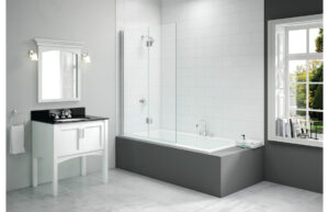 Merlyn 900x1500mm 2-Panel Hinged Bath Screen (8mm) - Left Hand