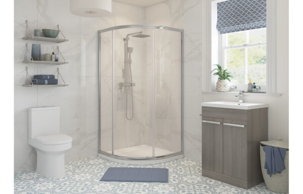 Aqua Silver 900mm 1 Door Quadrant - Chrome