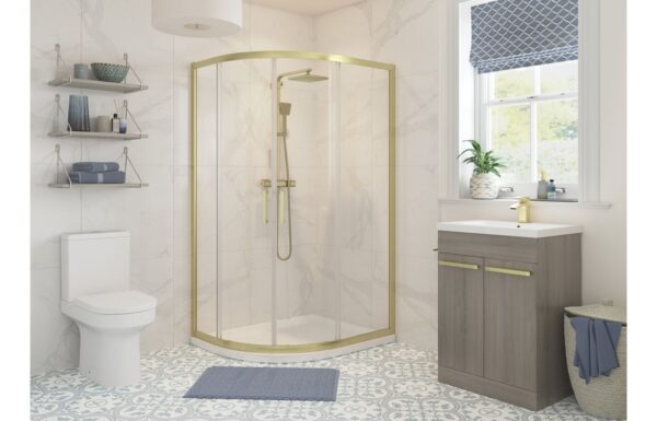 Aqua Silver 1200x800mm 2 Door Offset Quadrant - Brushed Brass