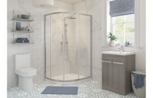 Aqua Silver 900x760mm 2 Door Offset Quadrant - Chrome