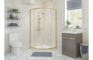 Aqua Silver 800mm 2 Door Quadrant - Brushed Brass