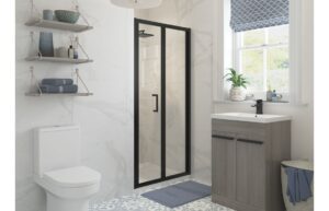 Aqua Silver 900mm Bi-fold Door - Matt Black