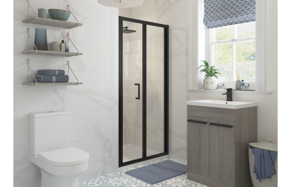 Aqua Silver 900mm Bi-fold Door - Matt Black