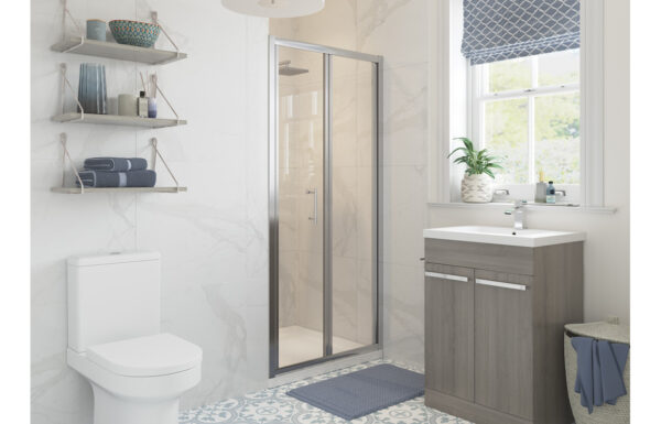 Aqua Silver 900mm Bi-fold Door - Chrome