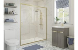 Aqua Silver 1700mm Sliding Door - Brushed Brass