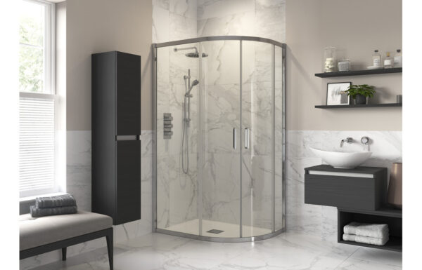 Aqua Platinum 1000x800mm 2 Door Offset Quadrant - Chrome