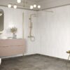 Aqua Platinum 500mm Wetroom Panel & Support Bar - Brushed Brass
