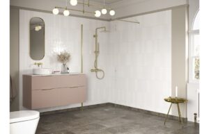 Aqua Platinum 1100mm Wetroom Panel & Support Bar - Brushed Brass