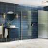 Aqua Platinum 900mm Fluted Wetroom Panel & Side Panel Arm - Brushed Brass