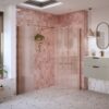 Aqua Platinum 900mm Fluted Wetroom Panel & Side Panel Arm - Brushed Bronze