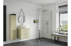 Aqua Platinum Optional 1950x300x8mm Rotatable Wetroom Panel (Full Hinge) - Chrome