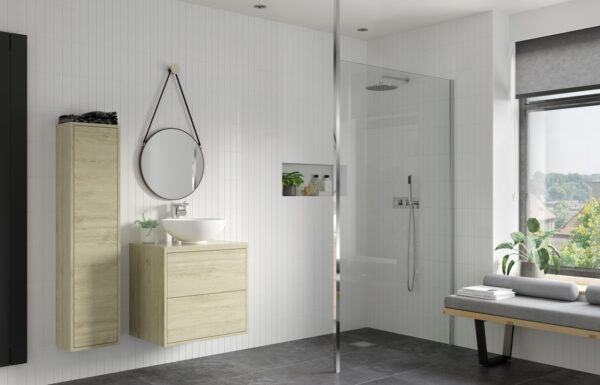 Aqua Platinum 700mm Wetroom Panel & Floor-to-Ceiling Pole - Chrome