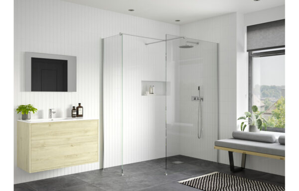 Aqua Platinum 500mm Wetroom Side Panel & Arm - Chrome