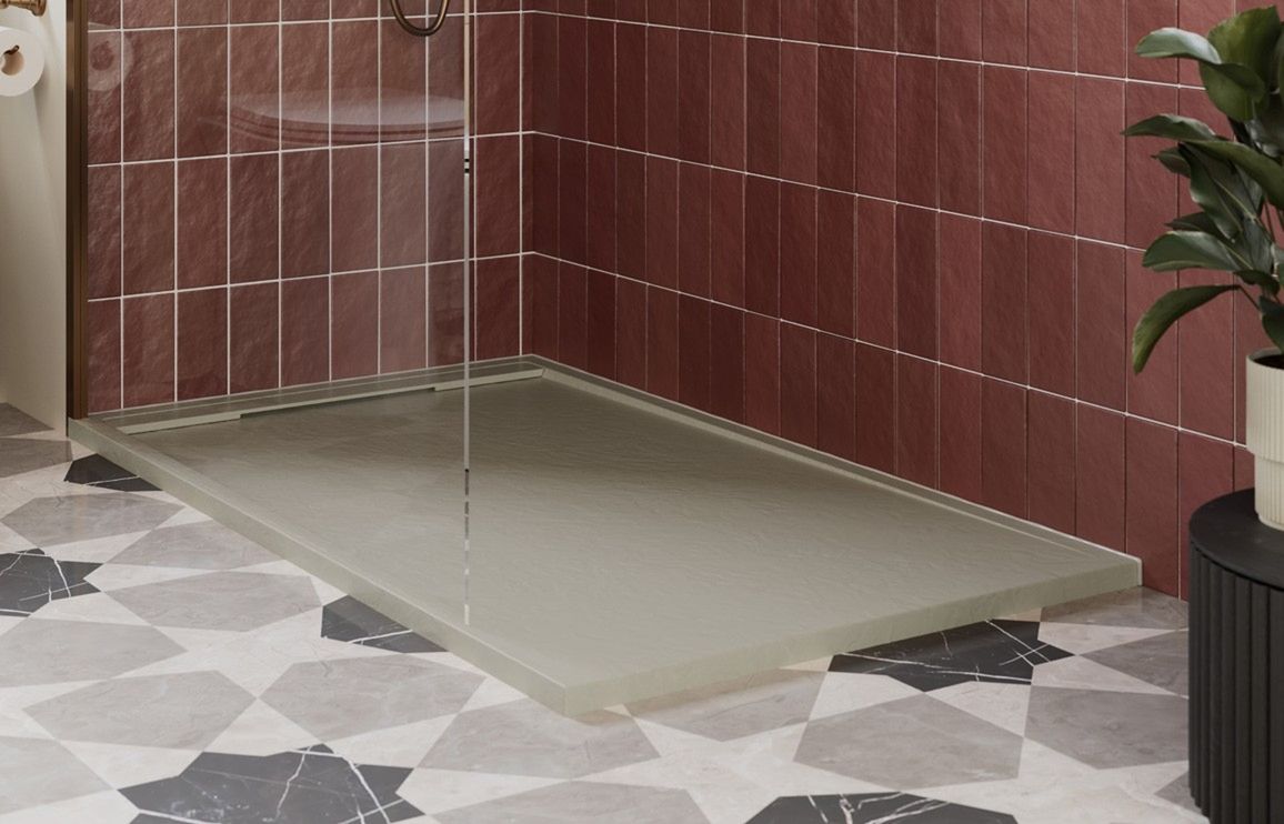 30mm Slate 1700x800mm Rectangular Tray & Waste - Latte
