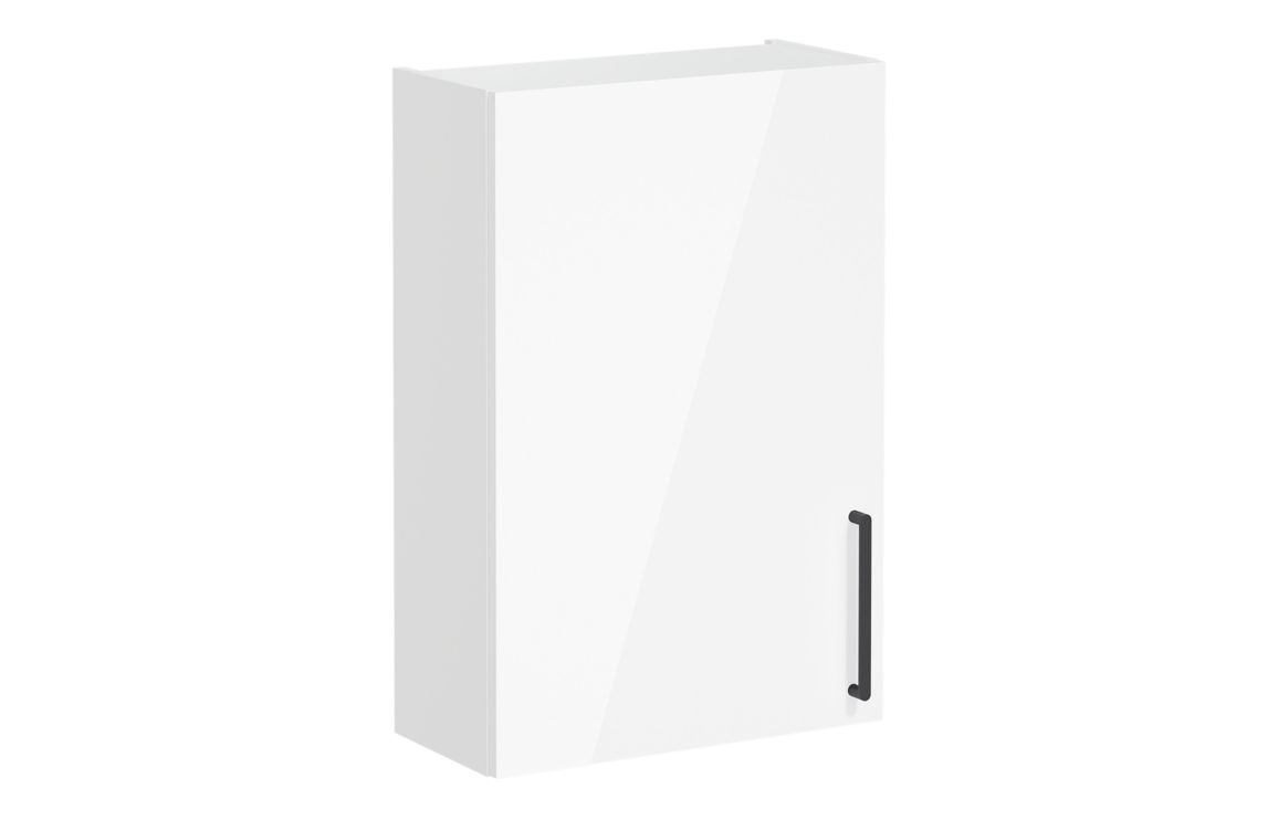 VitrA Root Flat 60cm 1 Door Upper/Wall Unit (LH Hinge) - High Gloss White