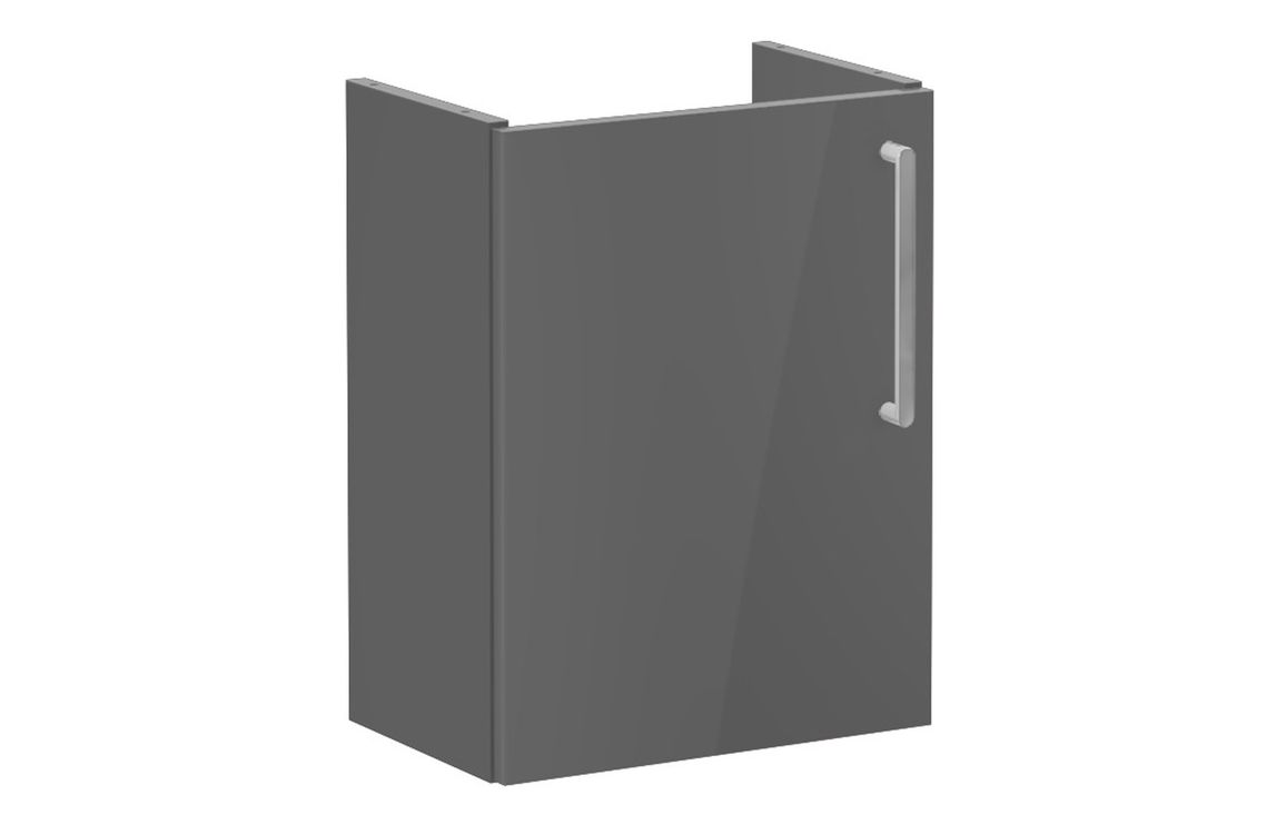 VitrA Root Flat 40cm 1 Door Wall Hung Slim Washbasin Unit (LH Hinge) - Anthracite High Gloss