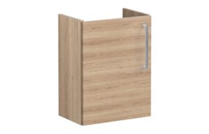 VitrA Root Flat 40cm 1 Door Wall Hung Slim Washbasin Unit (LH Hinge) - Natural Oak